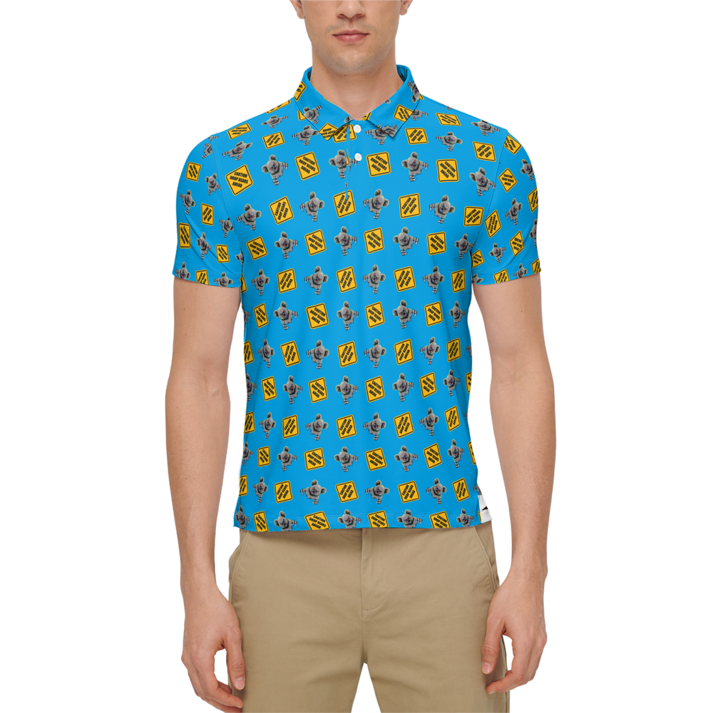 OG Drop Bear Blue | Men's Bold Funny Luxury Aussie Golf Polo