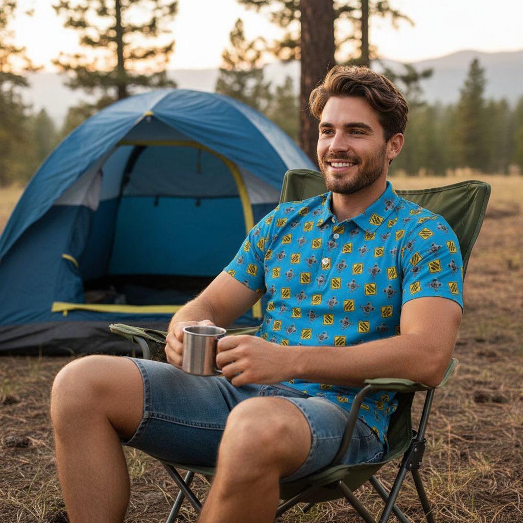 OG Drop Bear Blue | Men's Bold Funny Luxury Aussie Golf Polo