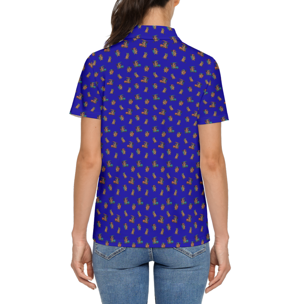 Quokkas Blue | Women's Bold Fun Luxury Aussie Golf Polo