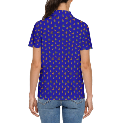 Quokkas Blue | Women's Bold Fun Luxury Aussie Golf Polo
