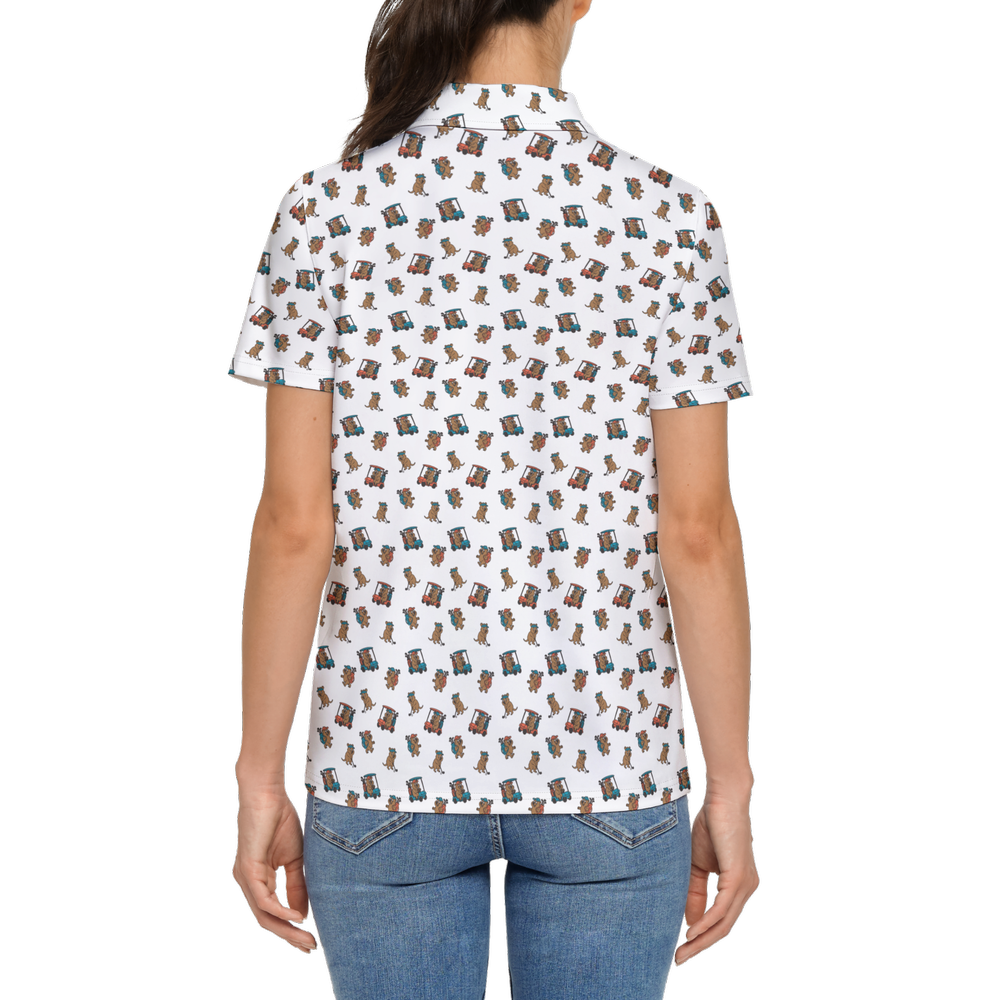 Quokkas White | Women's Bold Funny Luxury Aussie Golf Polo