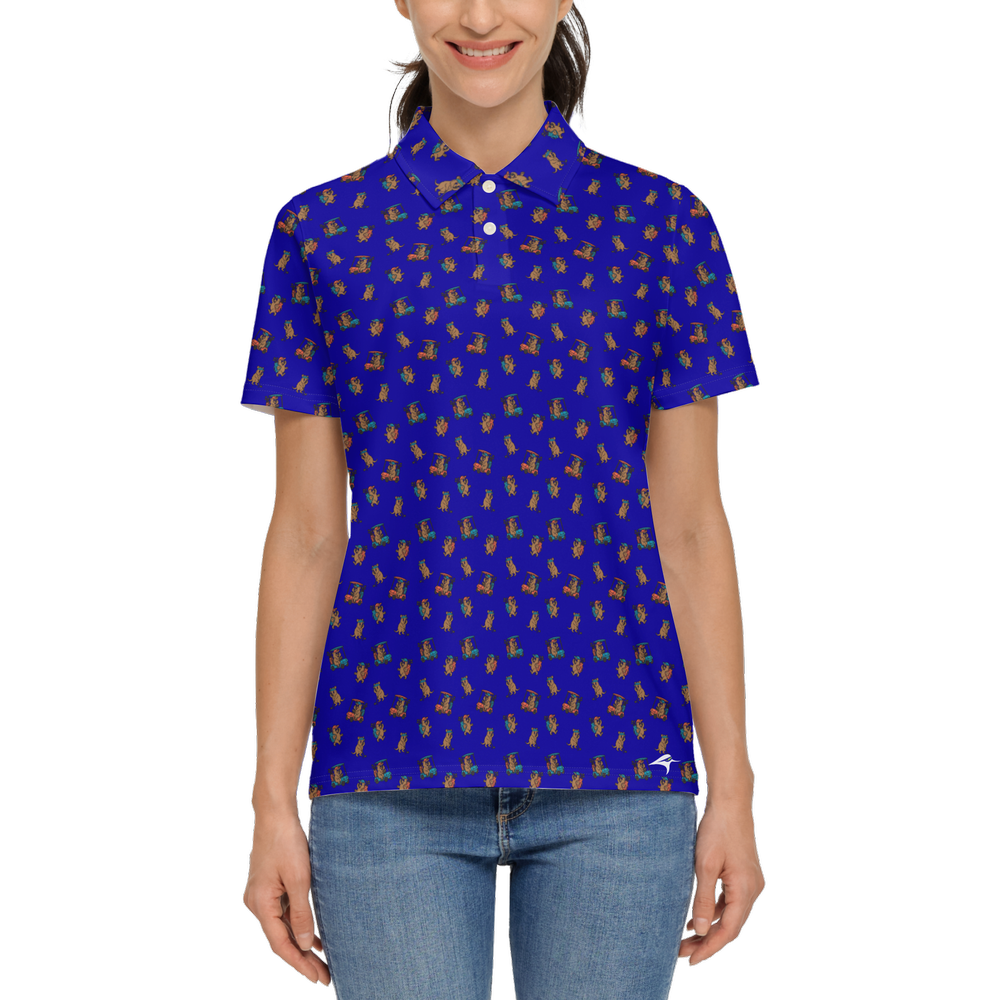 Quokkas Blue | Women's Bold Fun Luxury Aussie Golf Polo