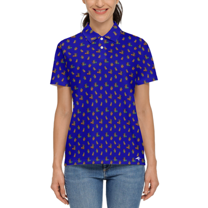 Quokkas Blue | Women's Bold Fun Luxury Aussie Golf Polo