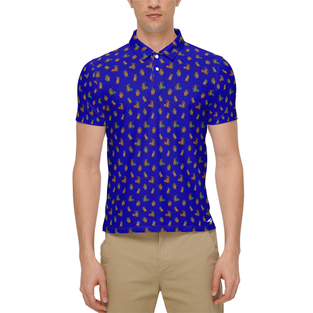 Quokkas Blue | Men's Bold Funny Luxury Aussie Golf Polo