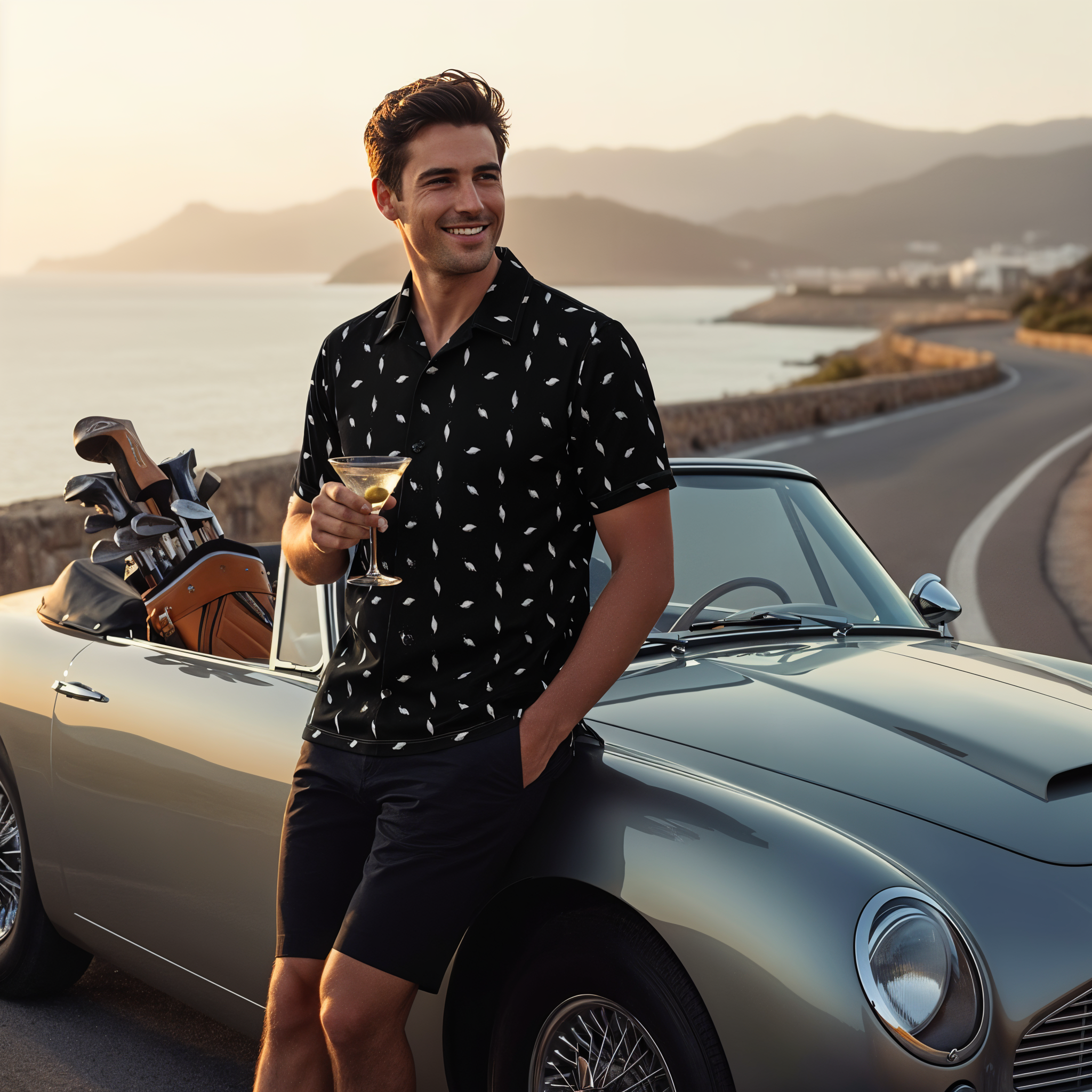 Bin Chic Black | Men's Bold Fun Luxury Aussie Golf Polo