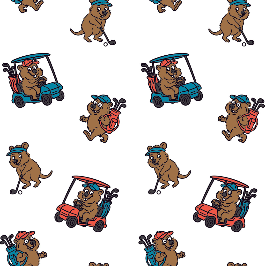 Quokkas White | Men's Bold Funny Luxury Aussie Golf Polo