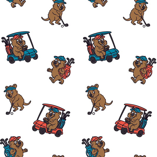 Quokkas Blue | Men's Bold Funny Luxury Aussie Golf Polo