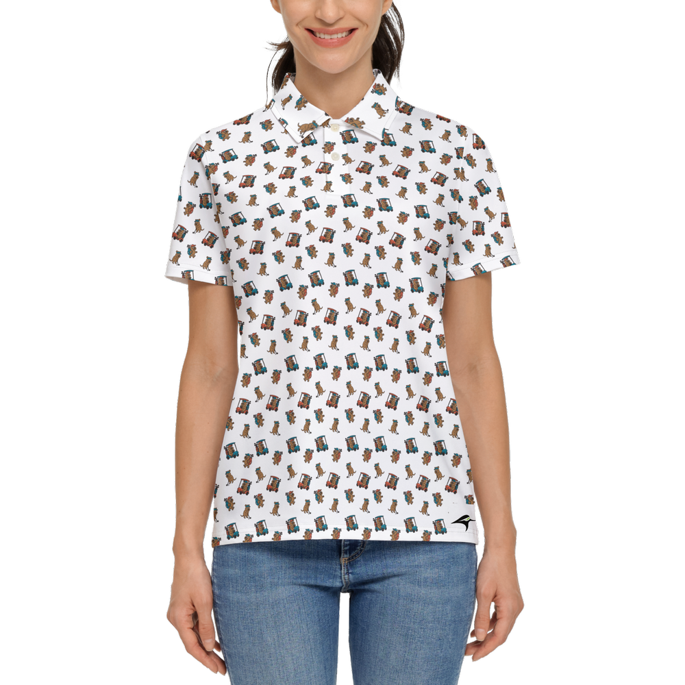 Quokkas White | Women's Bold Funny Luxury Aussie Golf Polo