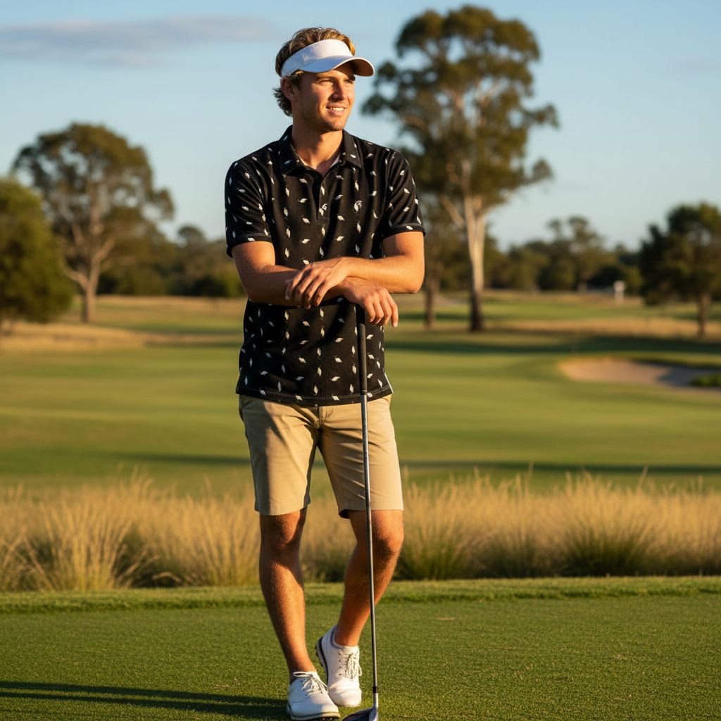 Bin Chic Black | Men's Bold Fun Luxury Aussie Golf Polo