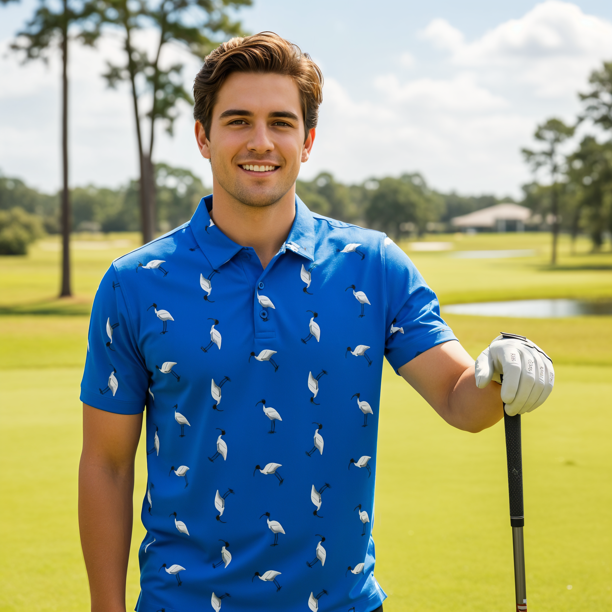 Bin Chic Blue | Men's Bold Fun Luxury Aussie Golf Polo