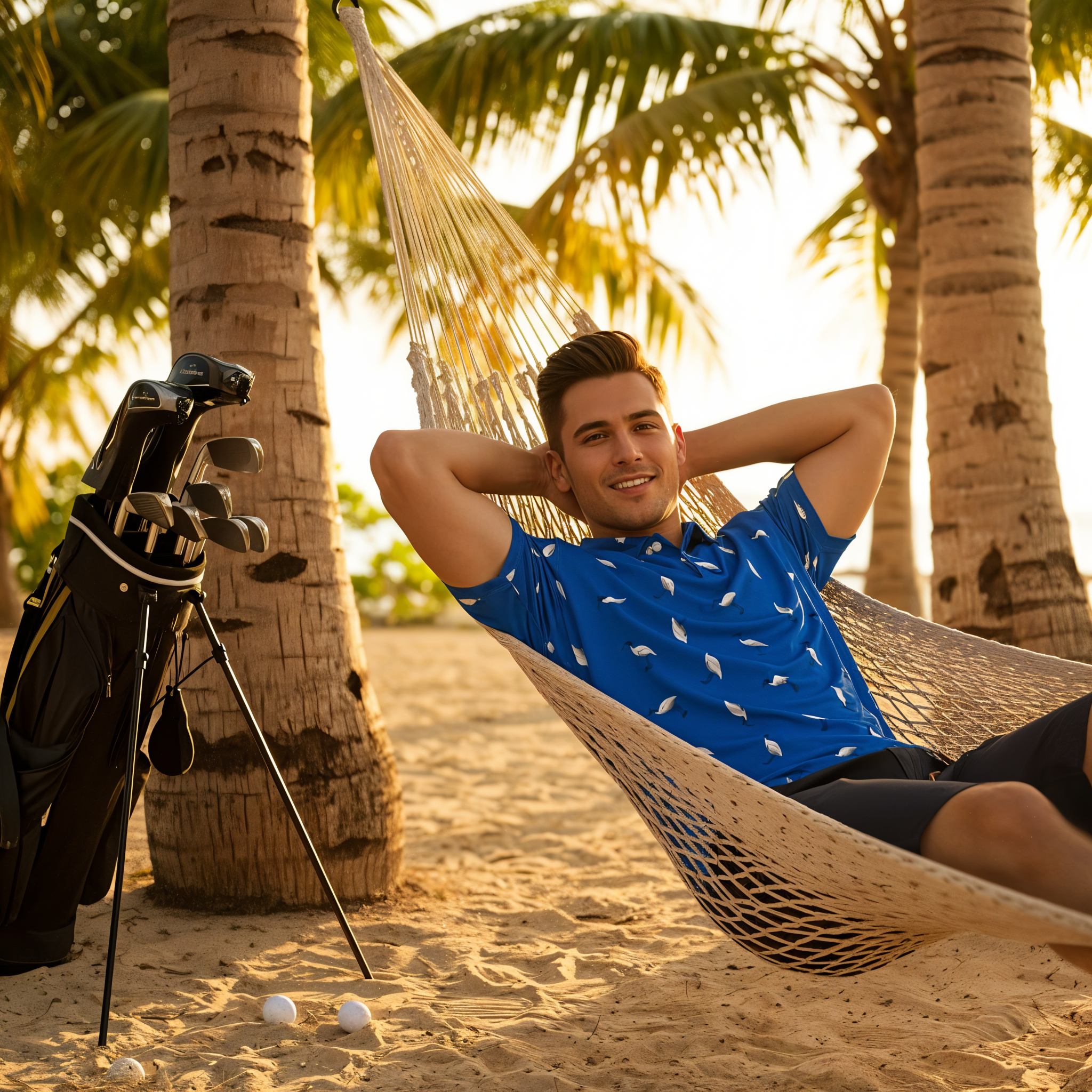 Bin Chic Blue | Men's Bold Fun Luxury Aussie Golf Polo