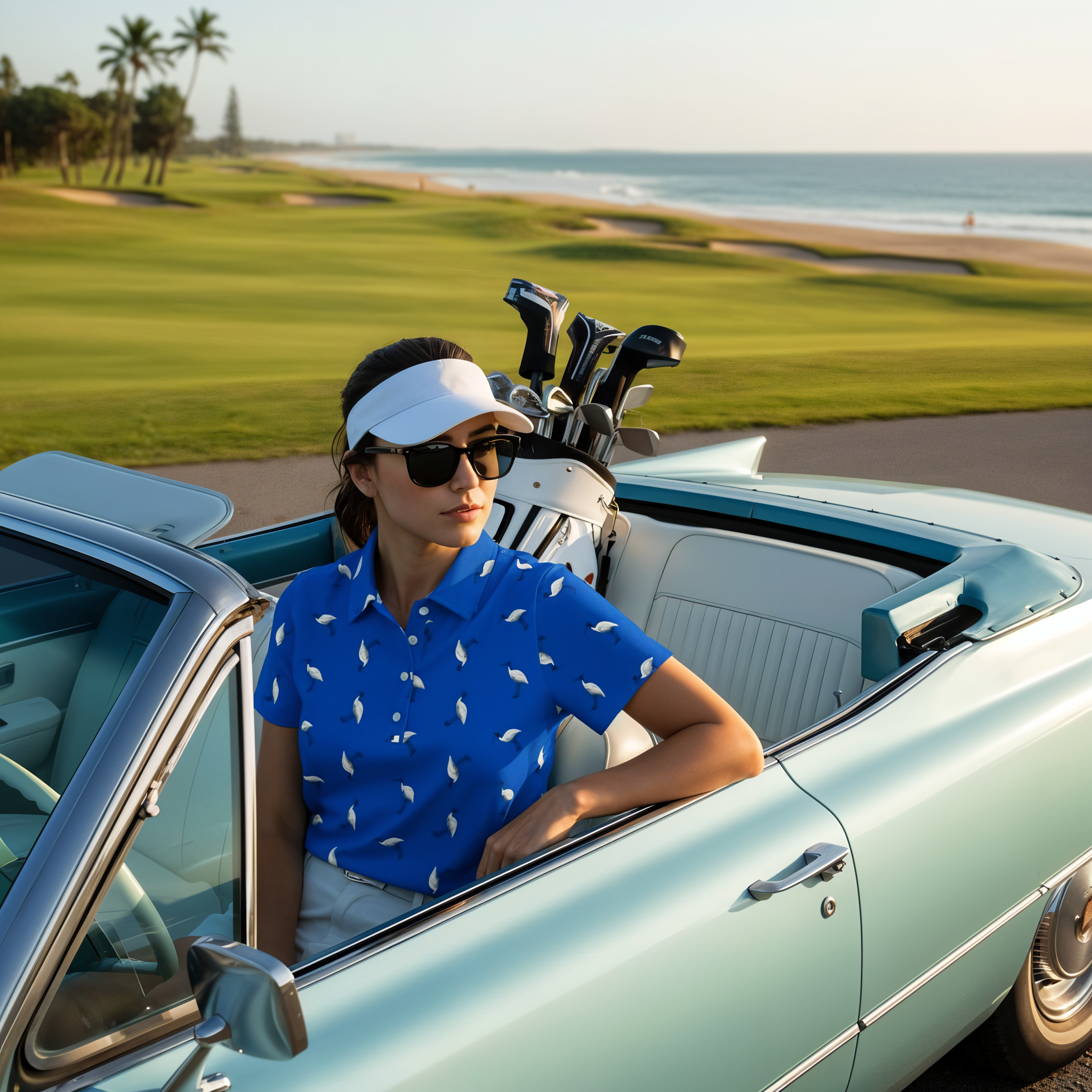 Bin Chic Blue | Women's Bold Fun Luxury Aussie Golf Polo