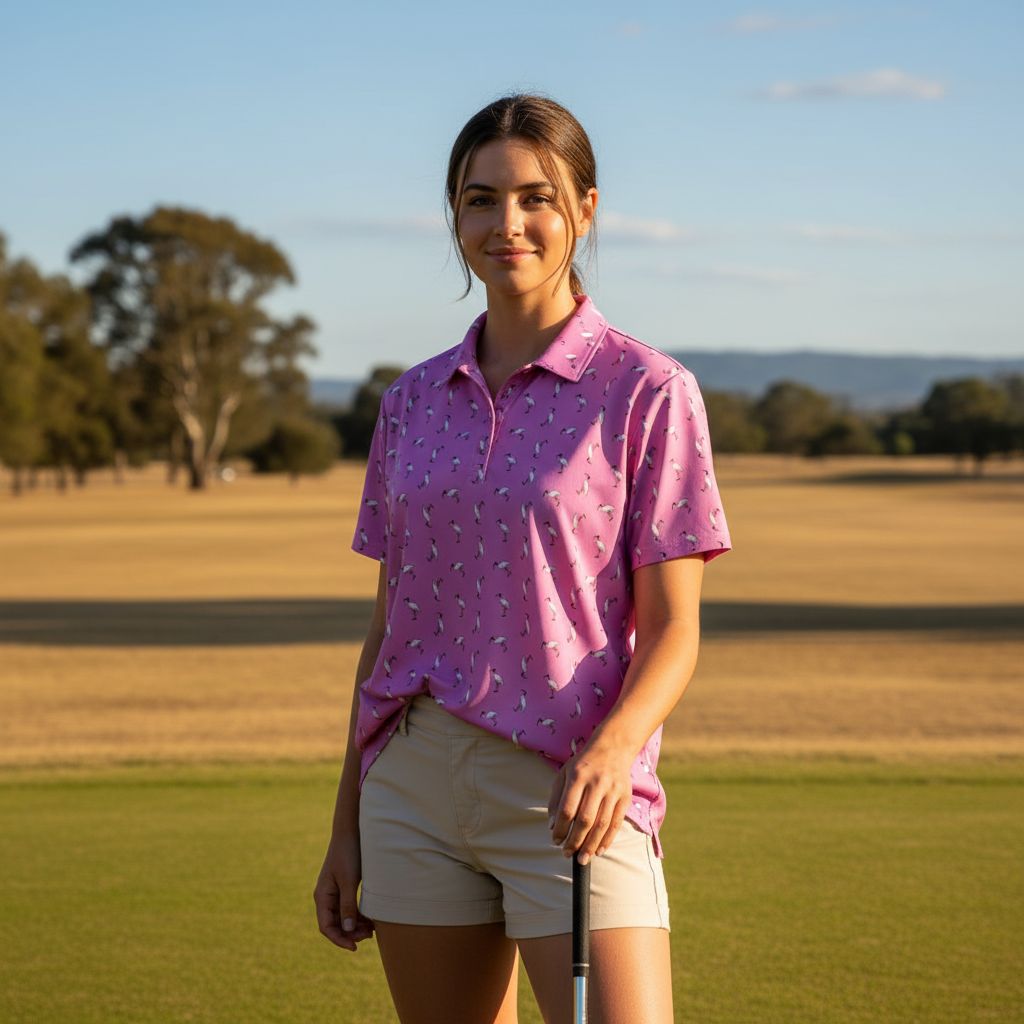Bin Chic Pink | Women's Bold Fun Luxury Aussie Golf Polo