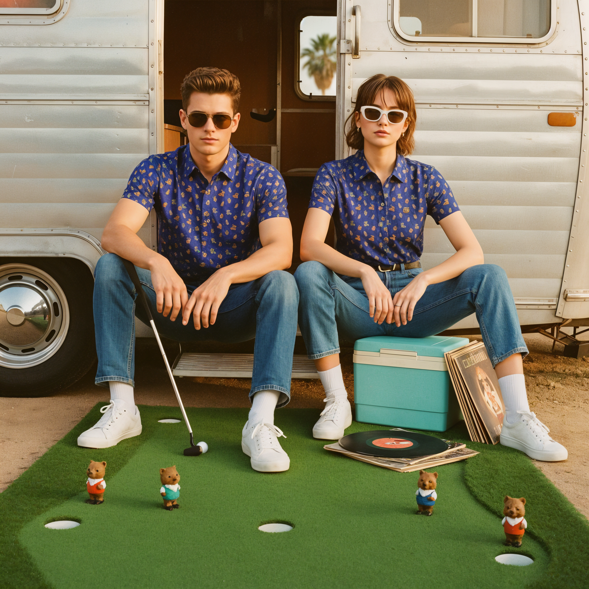 Quokkas Blue | Men's Bold Funny Luxury Aussie Golf Polo