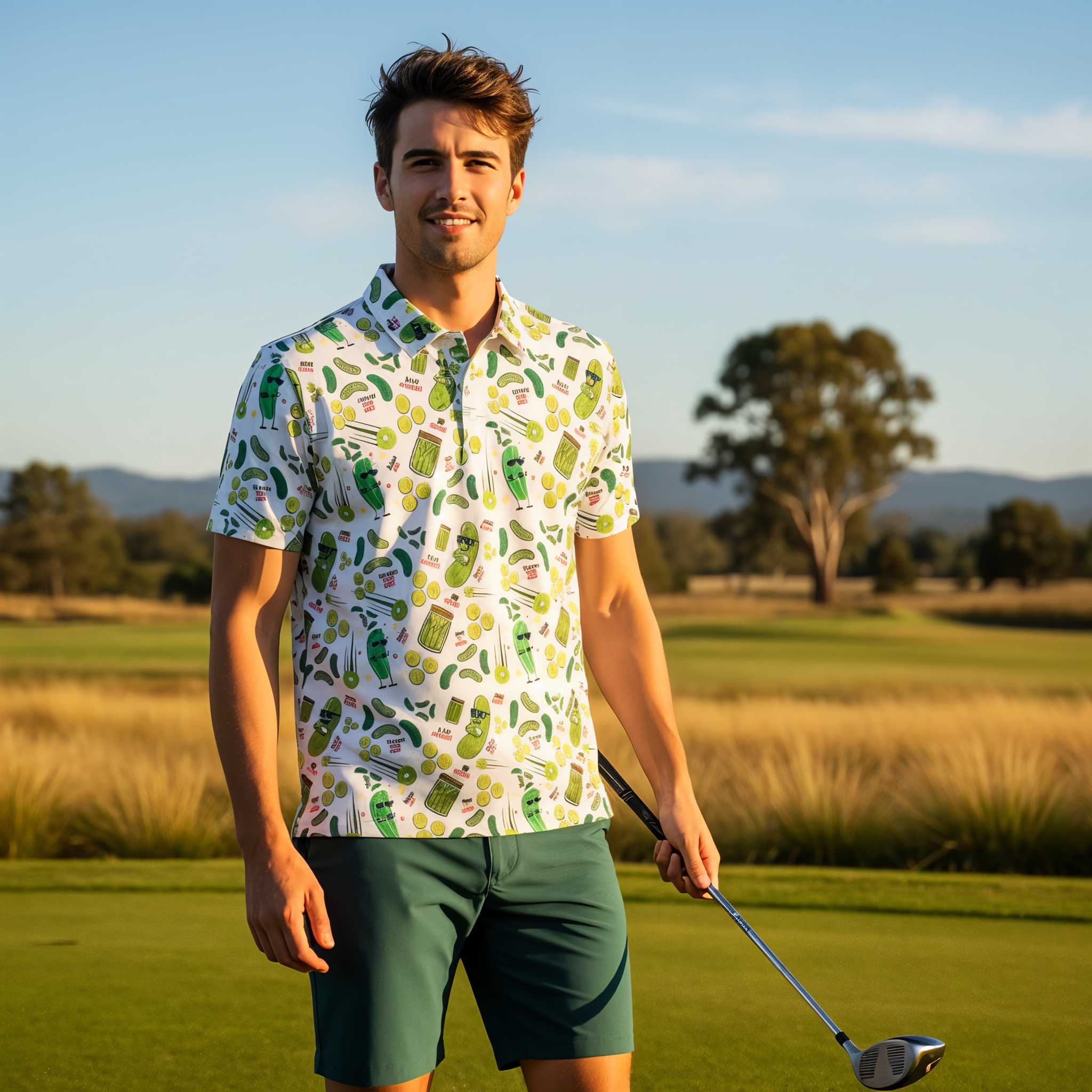 Cool Cucumber | Men's Bold Fun Luxury Aussie Golf Polo