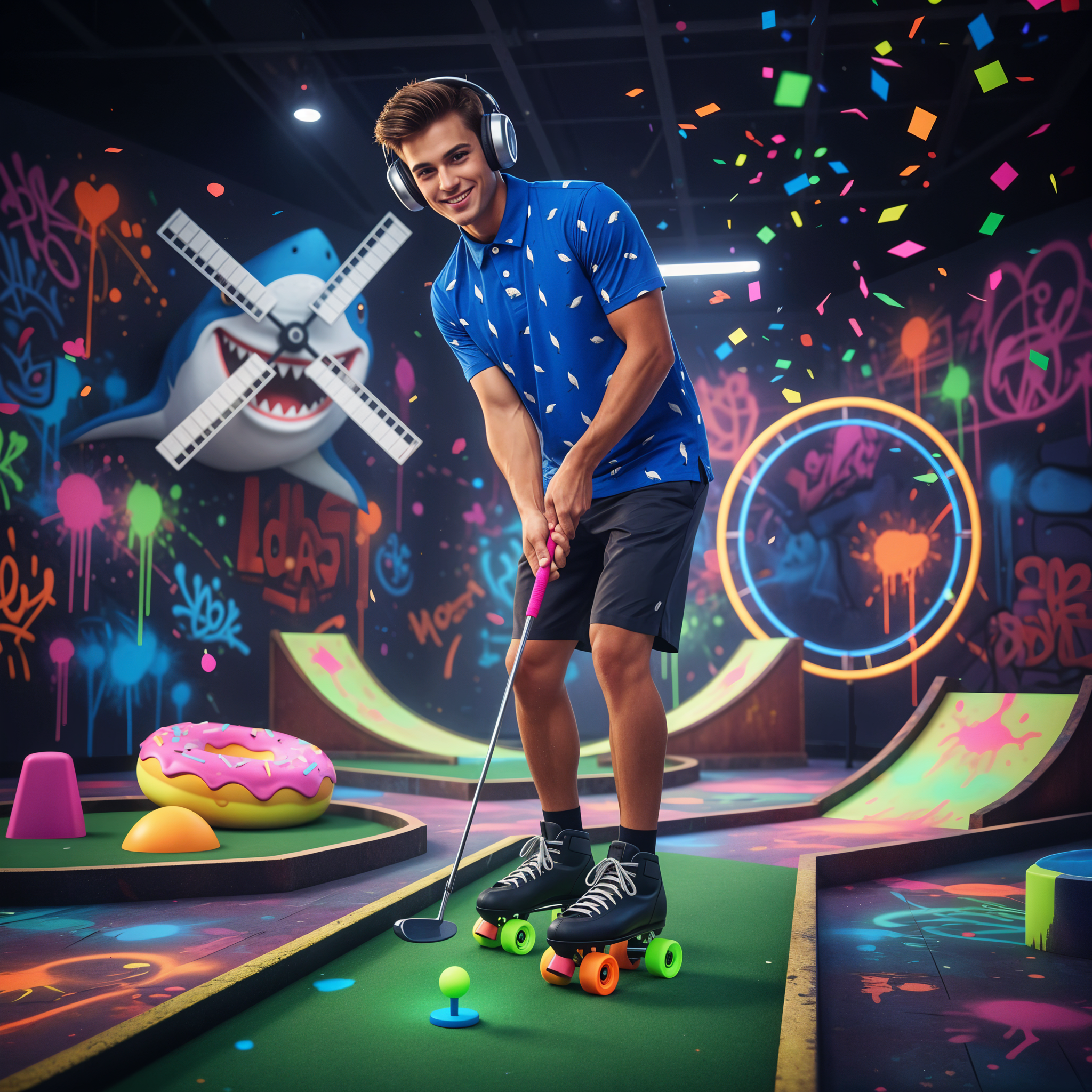 Bin Chic Blue | Men's Bold Fun Luxury Aussie Golf Polo