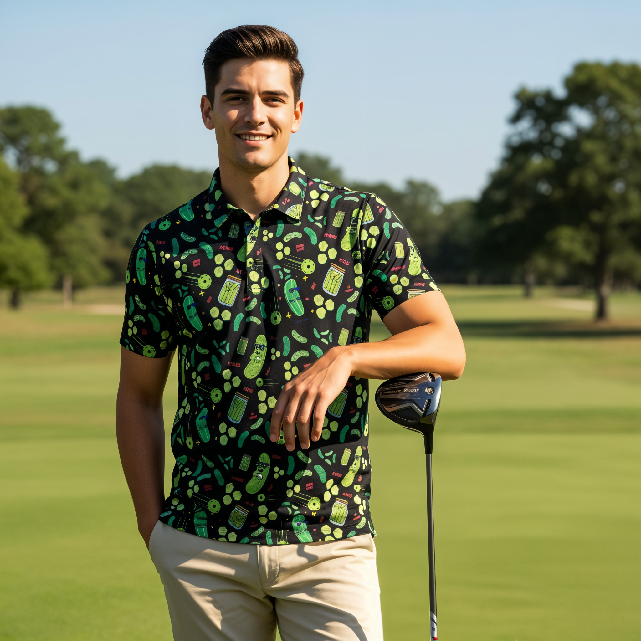 Dark Cucumber | Men's Bold Fun Luxury Aussie Golf Polo
