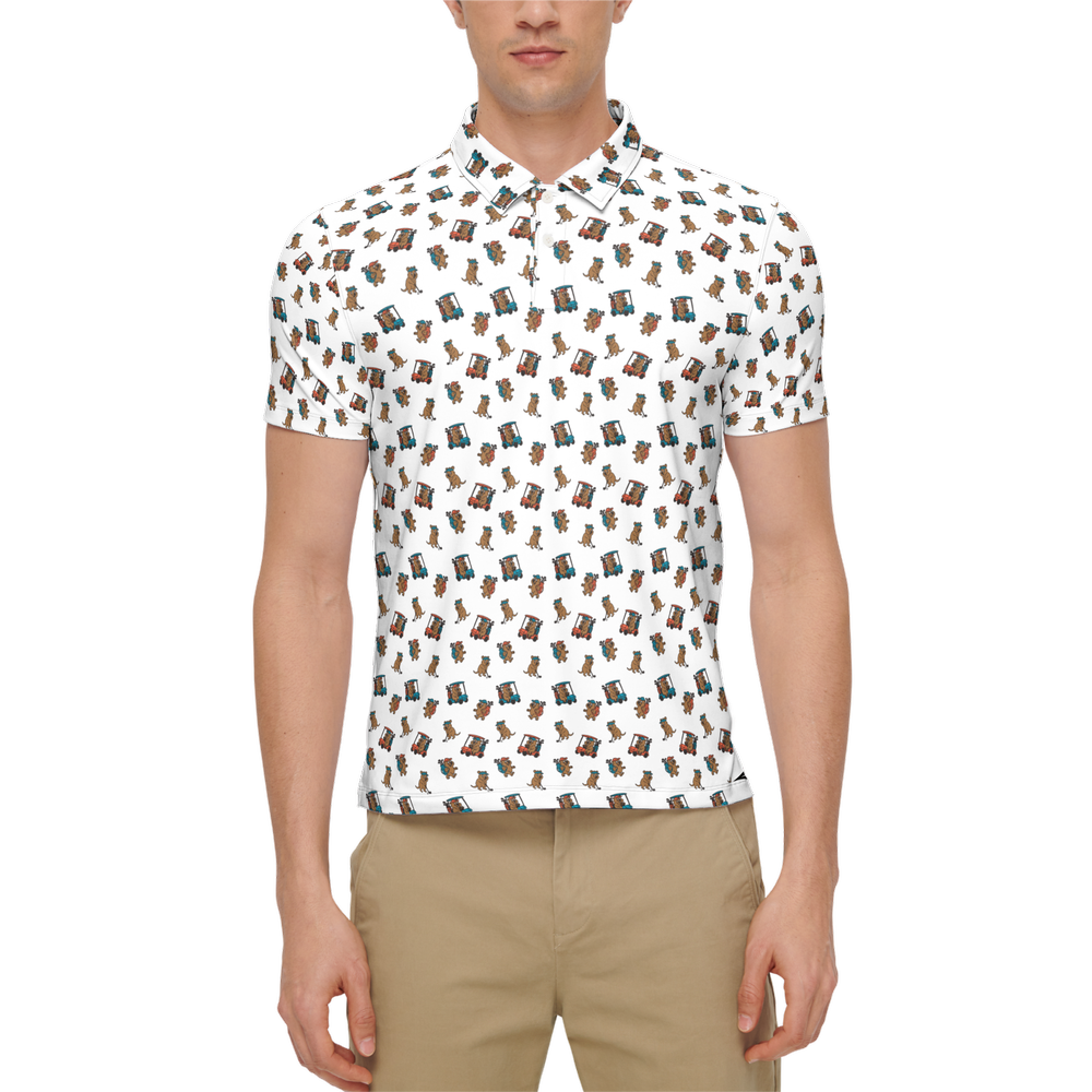 Quokkas White | Men's Bold Funny Luxury Aussie Golf Polo