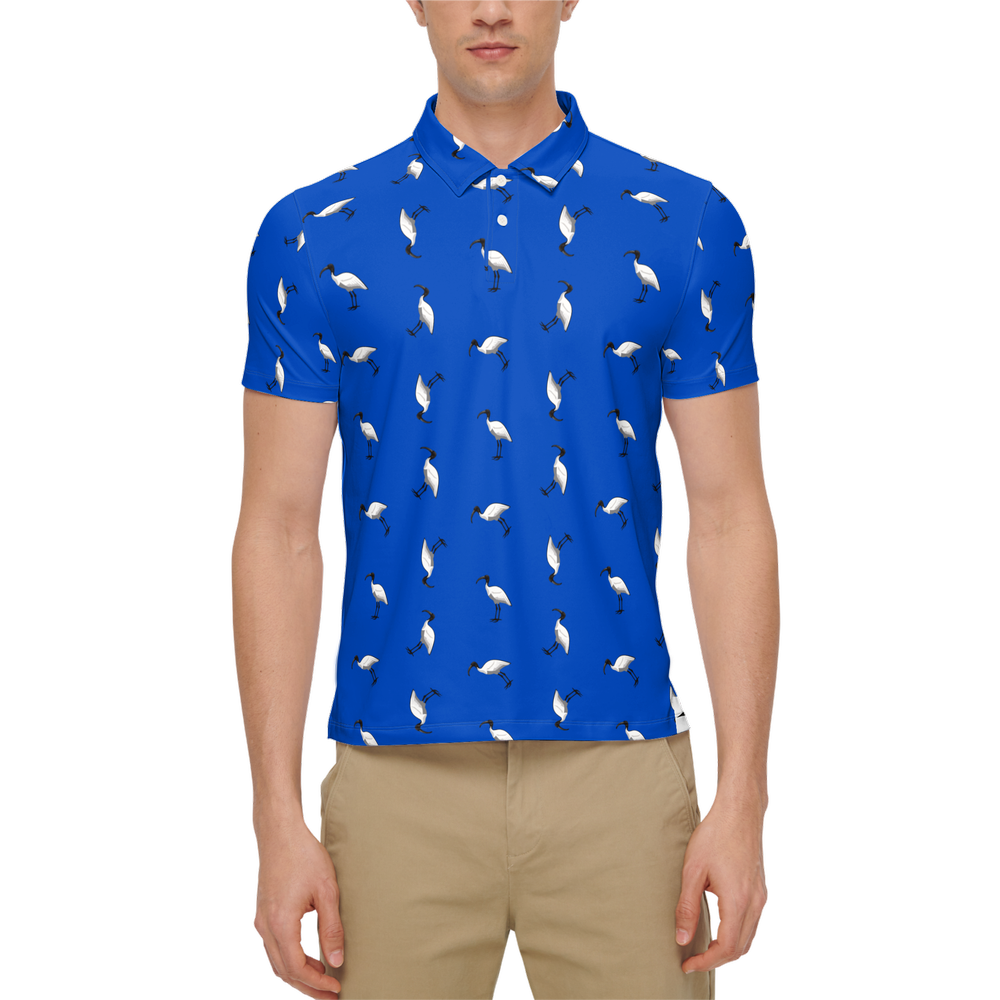 Bin Chic Blue | Men's Bold Fun Luxury Aussie Golf Polo