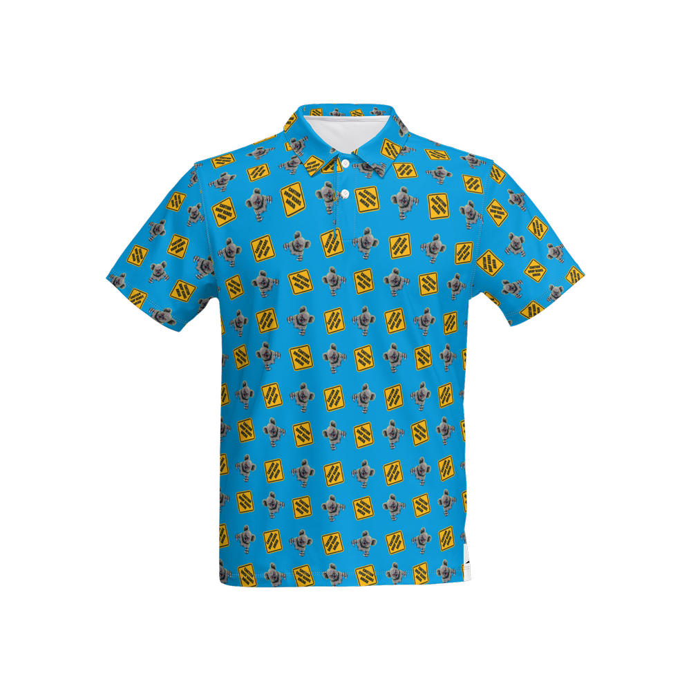 OG Drop Bear Blue | Men's Bold Funny Luxury Aussie Golf Polo