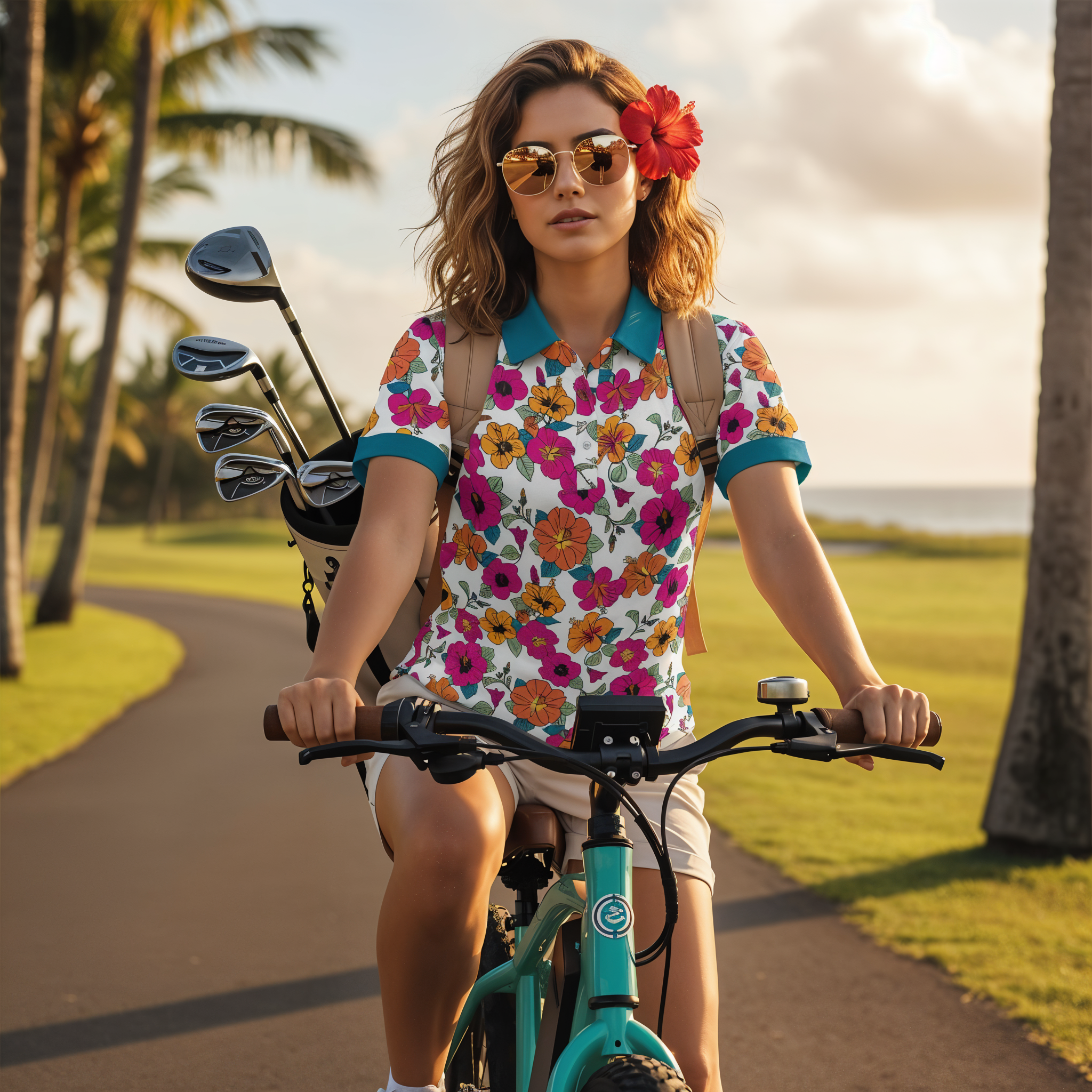 Hibiscus | Women's Bold Funny Luxury Aussie Golf Polo