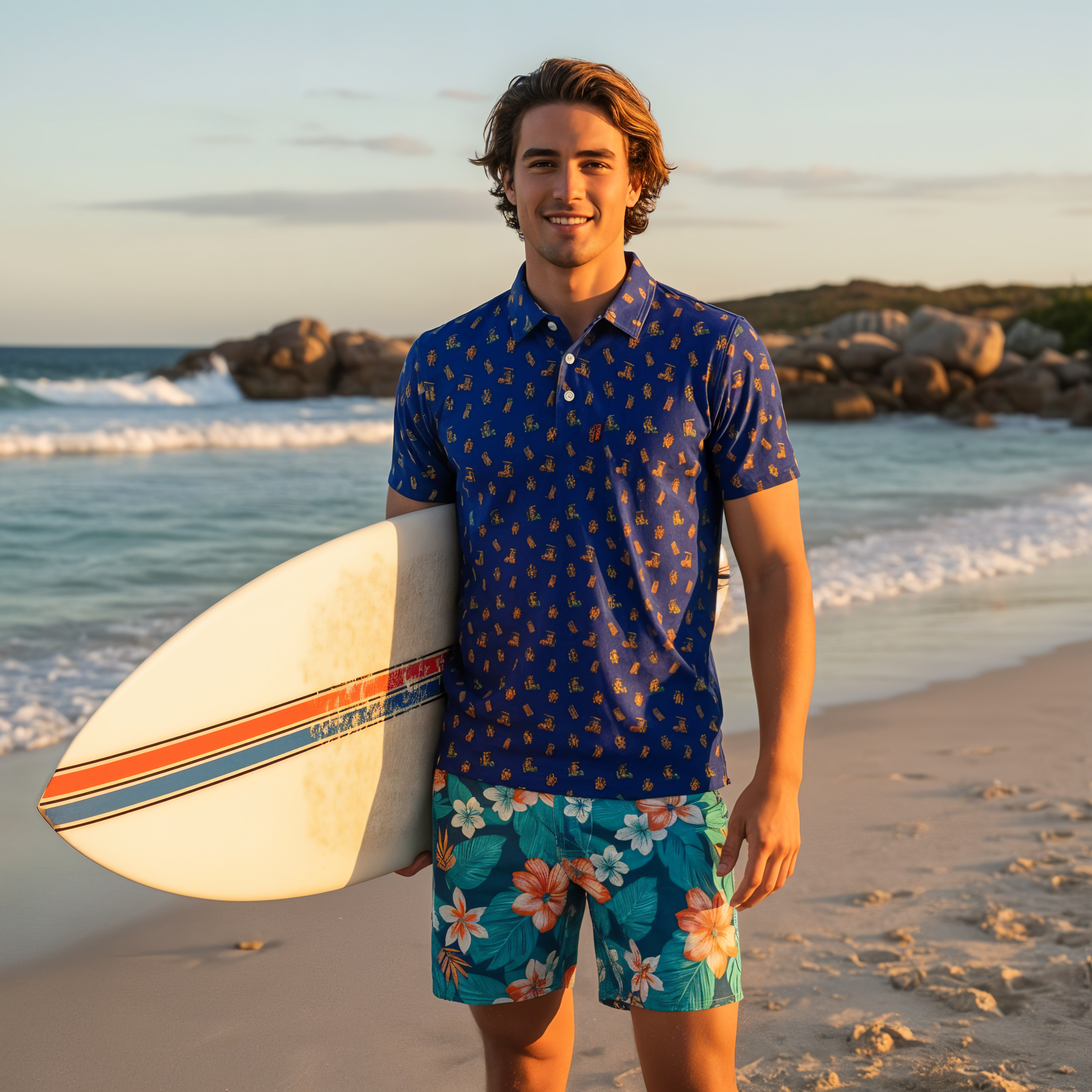 Quokkas Blue | Men's Bold Funny Luxury Aussie Golf Polo