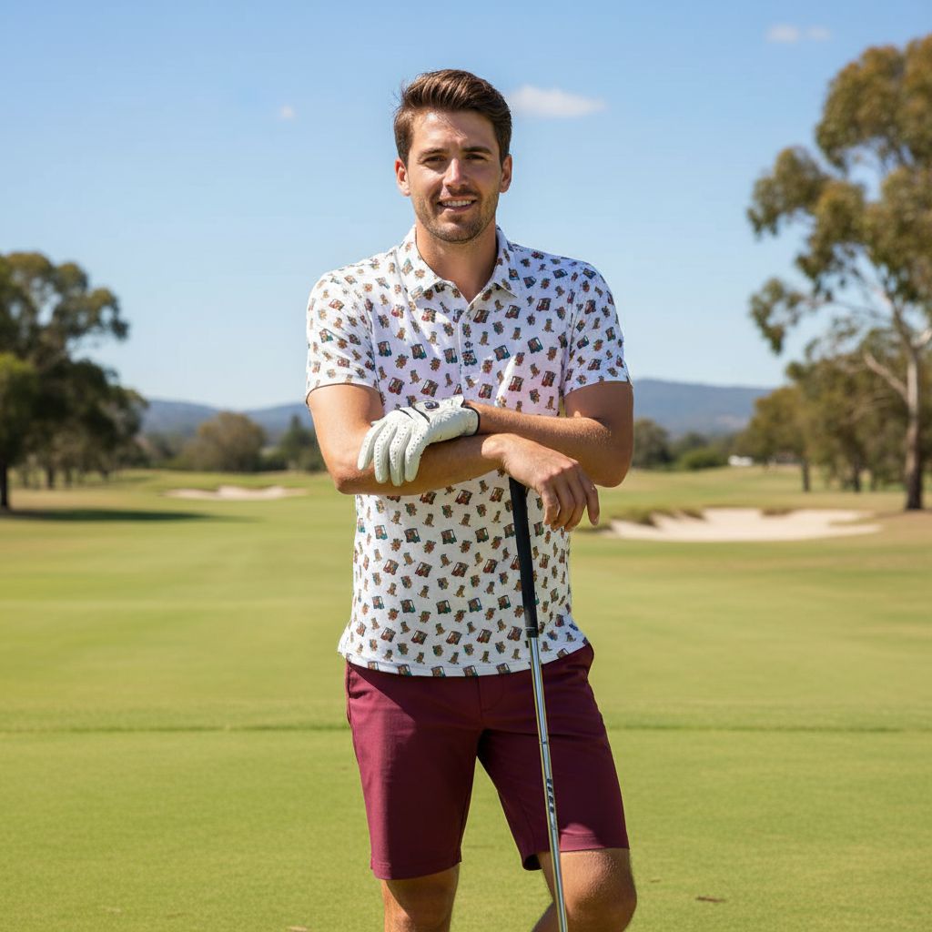 Quokkas White | Men's Bold Funny Luxury Aussie Golf Polo